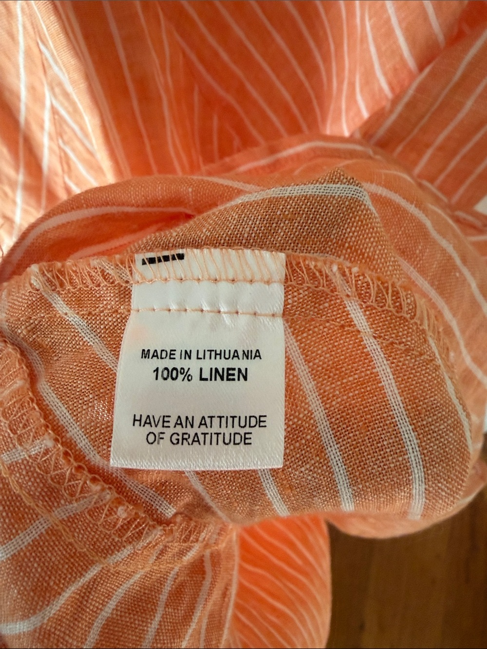 Flax Light Orange White Chevron Striped V-Neck Linen Midi Dress Large - Picture 3 of 8